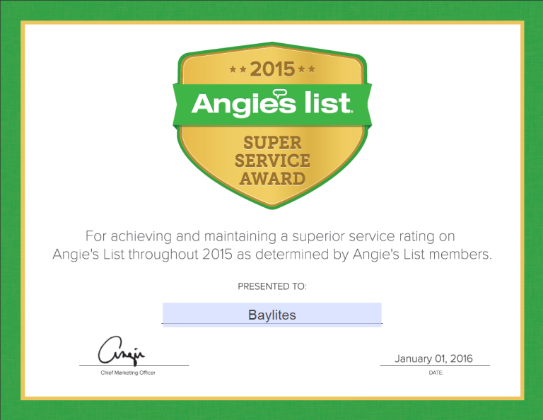Baylites - outdoor landscape lighting - Angie's List Super Service Award