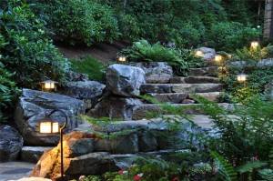 Baylites - outdoor landscape lighting - stone steps